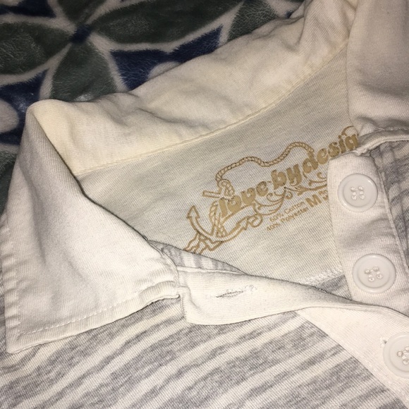 White and Gray Stripe Cap Sleeve Shirt Top/ Dress - Picture 3 of 4